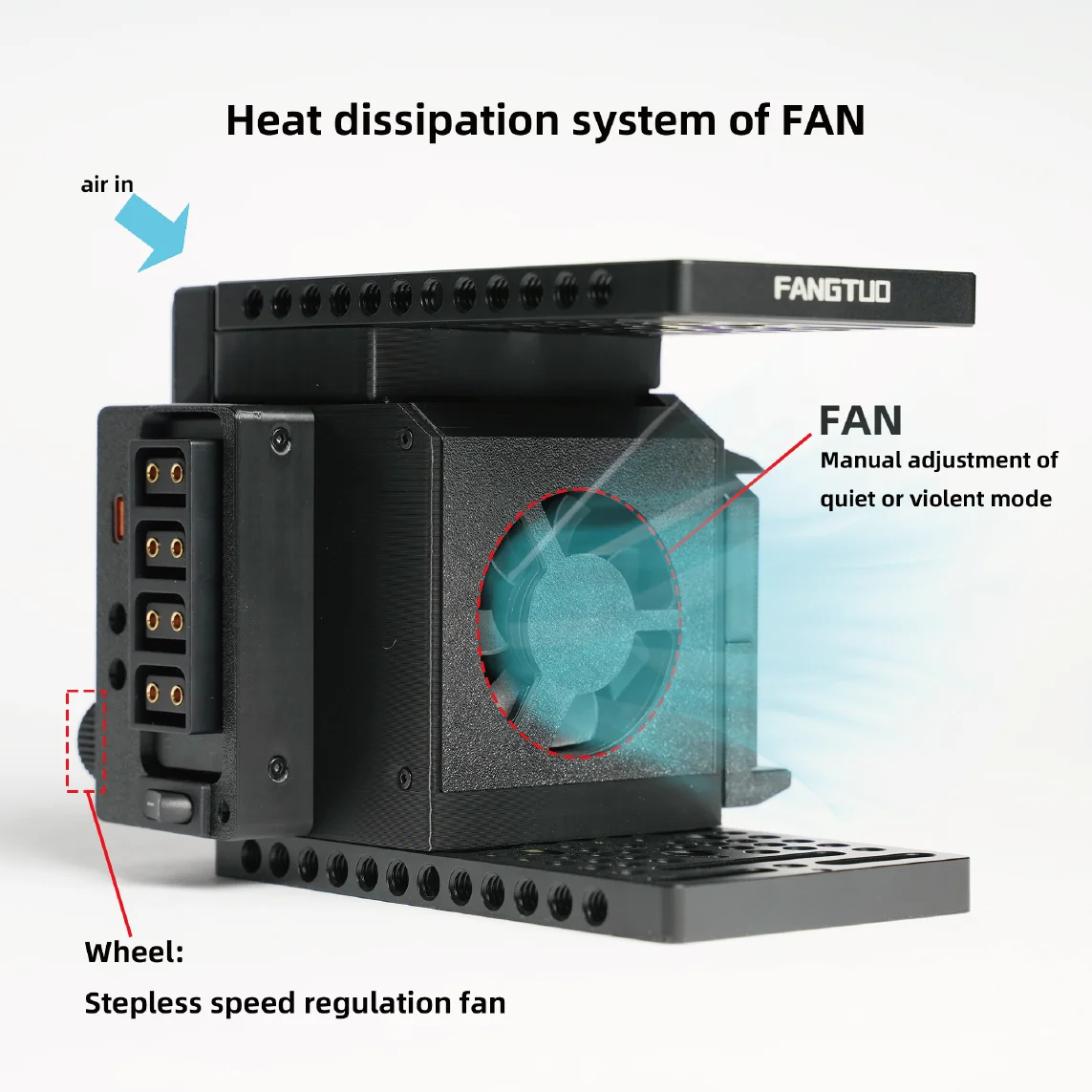 FANGTUO M5V PRO Cineback Universal Camera Cooling Kit, Camera Cage RIG for Sony FX3 FX30 A7IV A7V A7SIII ZV‑E1