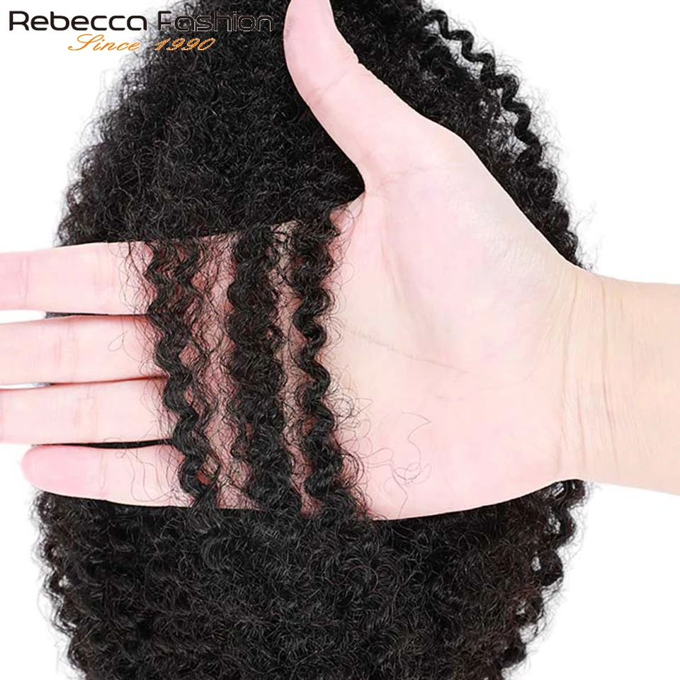 Rebecca Afro rizado Twist Crochet trenzado cabello 100% extensiones de cabello humano QVR cabello humano rizado a granel 50 g/paquete Afro rizado a granel