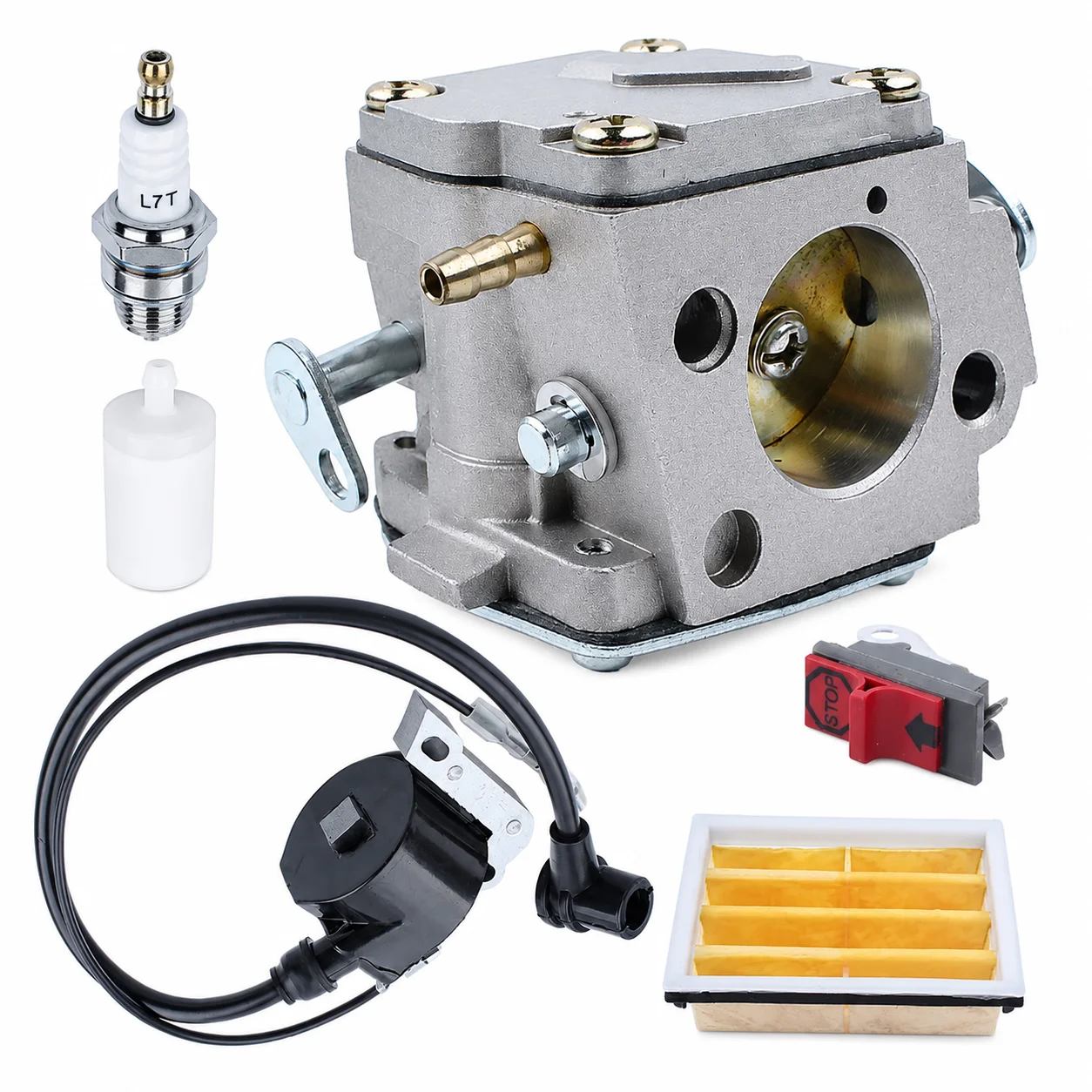 For Husqvarna 266 268 272 272XP Chainsaw Carburetor Ignition Coil Air Filter Tune Up Kit Replaces 544018401 503717901 503280316