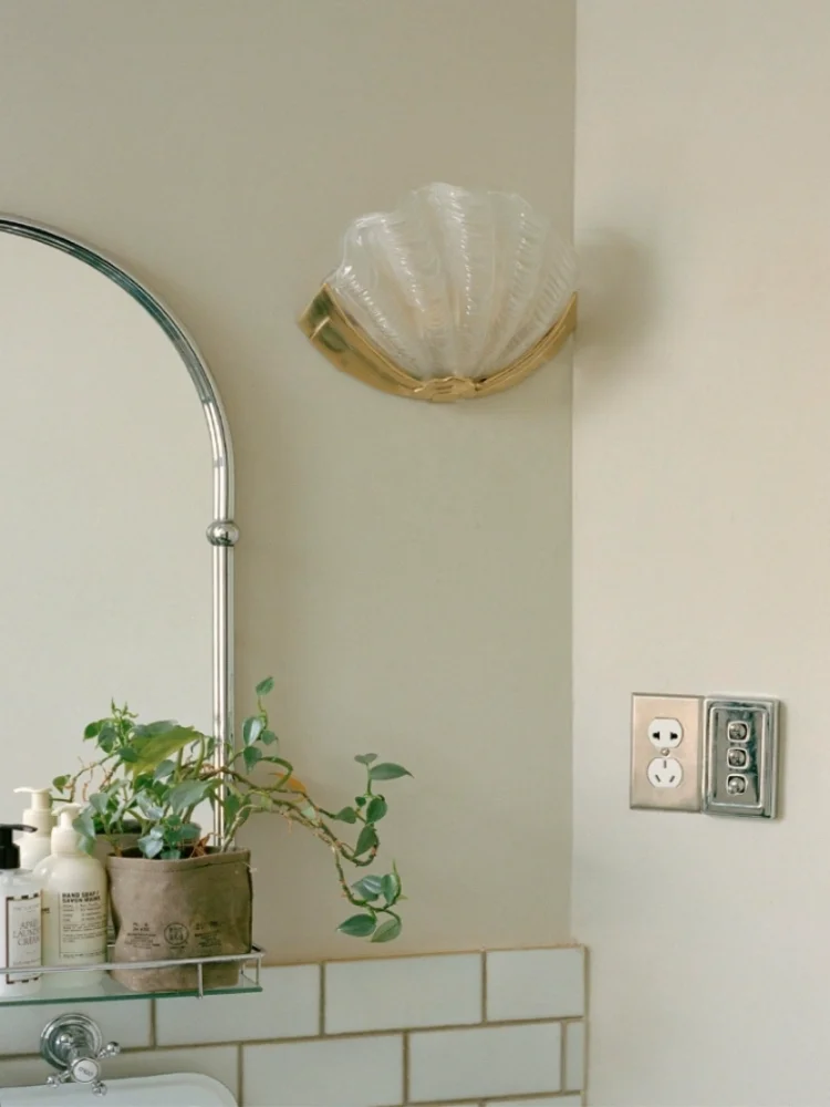 Lâmpada de parede de fundo de concha francesa lâmpada de corredor de sala de estar, lâmpada de parede de hotel de quarto