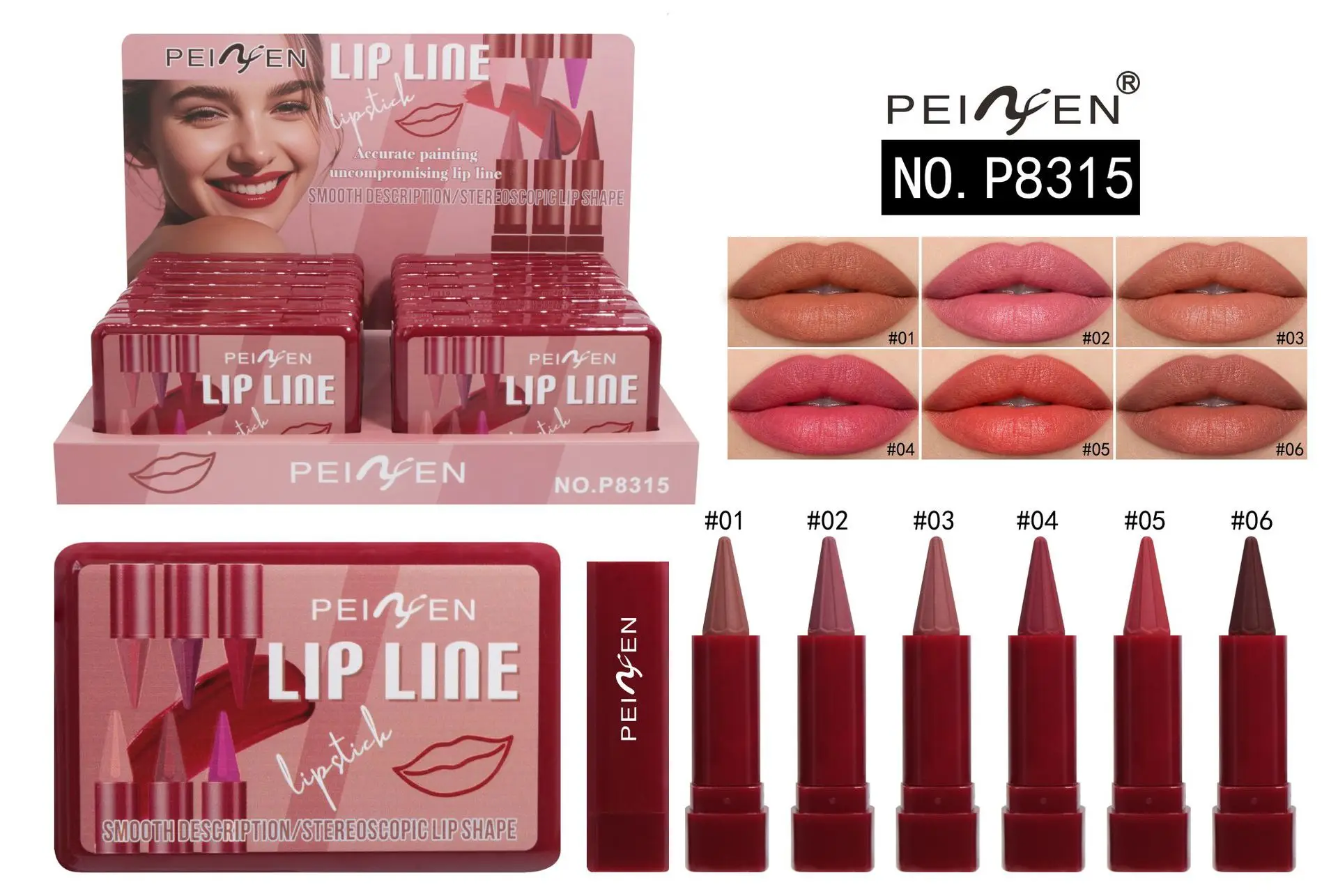 6색/박스 매트 립 라이너 펜슬 세트 방수 롱래스팅 누드 레드 립 컨투어 펜슬 섹시 로즈 핑크 립스틱 틴트 메이크업