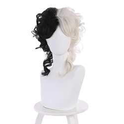 Parrucca Cosplay per capelli sintetici parrucche ricci corte in bianco e nero resistente al calore per Costume