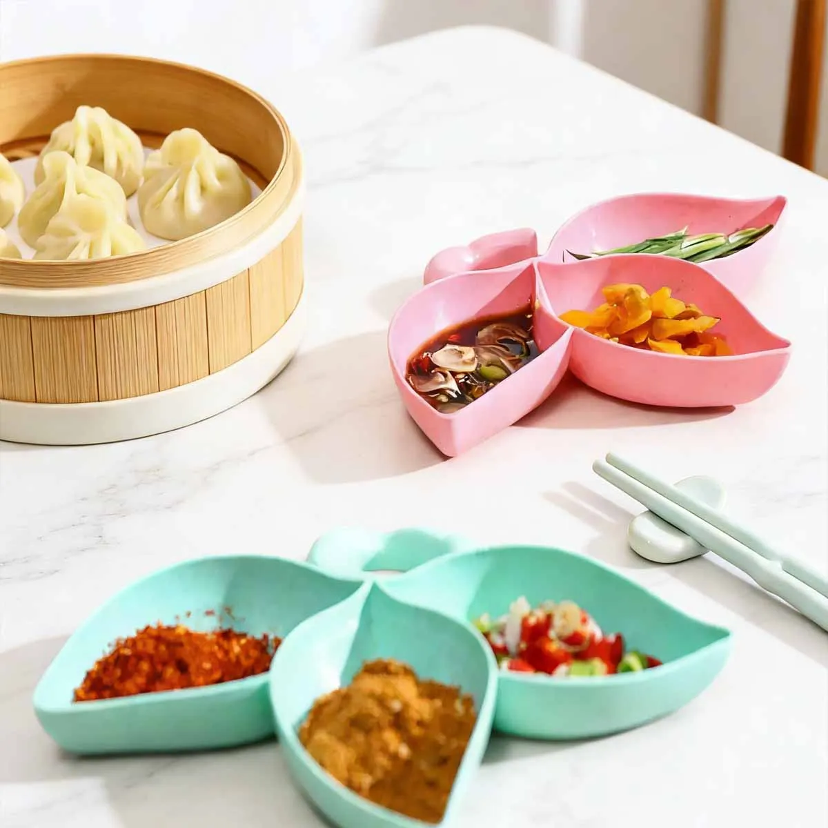 1 Stück Mehrteilige Dip-Schale, Kleine Schale für Gewürze, Essigschale, Sojasaucenschale, Weizenstrohschale, Tischgeschirr