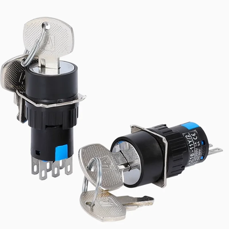 16MM hole button switch 3-pin 6-pin two gear three gear LA16 SA16 LA16-11Y/21/F with key switch selection switch