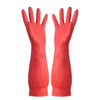Silicone Rubber Dish Washing Gloves for Household Kitchen Clean Tool, 1Pair Lengthen Scrubber