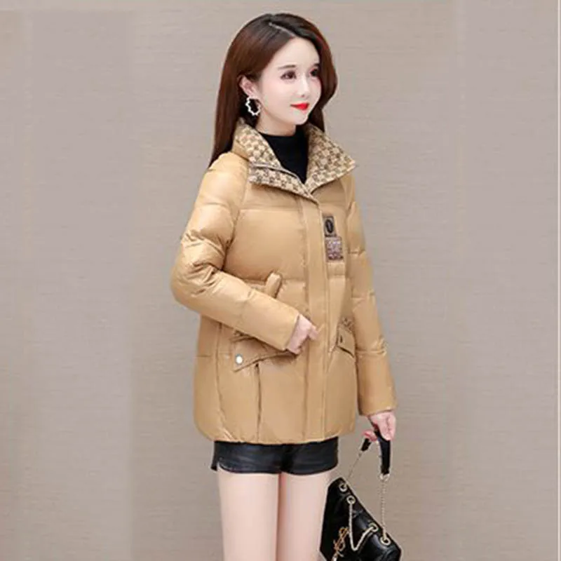 Women's Short Coat 2022 Winter New Fashion Loose White Duck Glossy Washless Down Warm Coat Female Tide