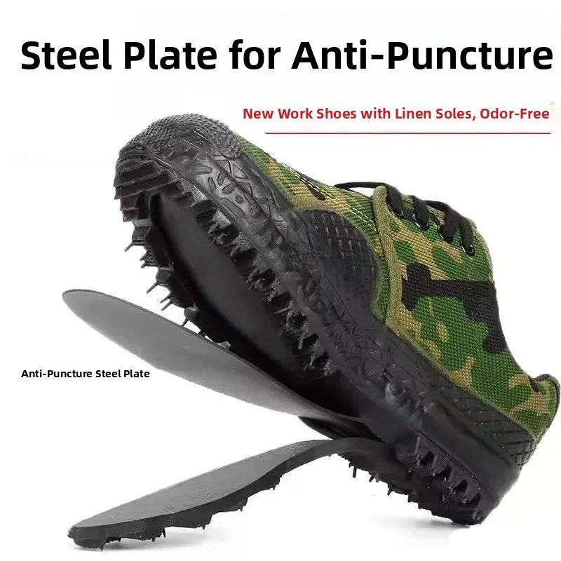 Men's Work Shoes Winter Labor Protection Warm Fleece Lined Safety Toe Anti Piercing Cotton Shoes Wear Resistant Outdoor Casua...