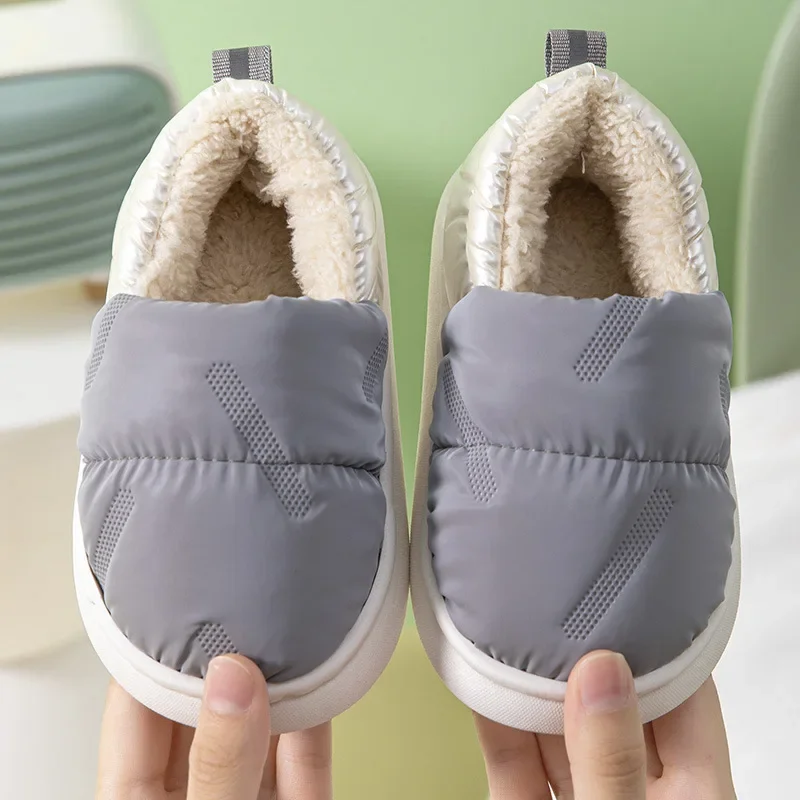 Winter Cute Cartoon Children's Casual Home Shoes Thick Warm Plush Footwear For Kids Antiskid Boys Girls Heel Wrap Cotton Slipper