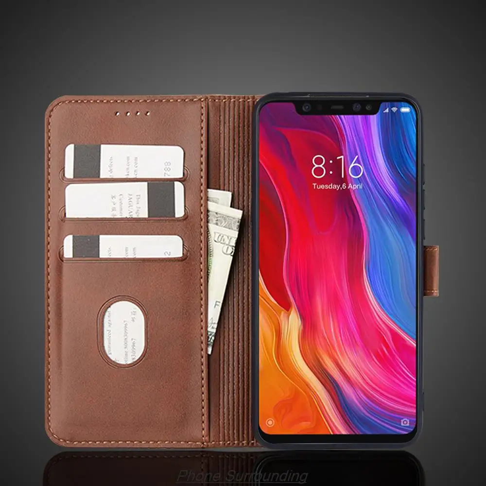 Xiaomi Mi8 Etui Wallet Flip Cover Skórzane etui dla Xiaomi Mi 8 Mi8 M8 Pu Skórzane torby na telefon Kabura ochronna Fundas Coque