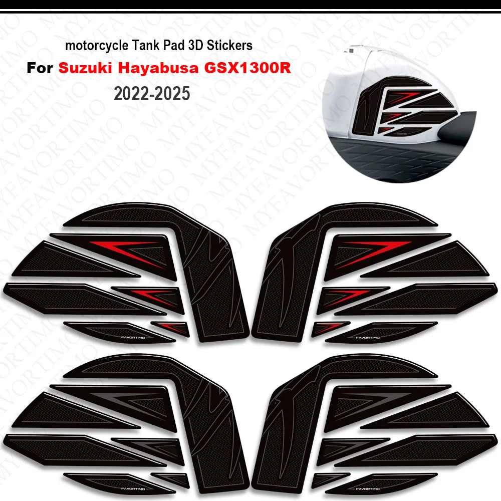 For Hayabusa GSX1300R GSX-R 1300 2022-2025 Motorcycle Tank Pad 3D Stickers Tank Pad Cap Grips Gas Fuel Kit Knee Decals