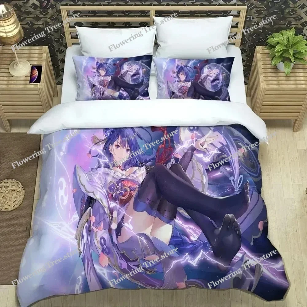 

3D Anime Genshin Impact Bedding Set Duvet Cover Bed Set Quilt Cover Pillowcase Comforter king Queen Size Boys Adult Bedding Set