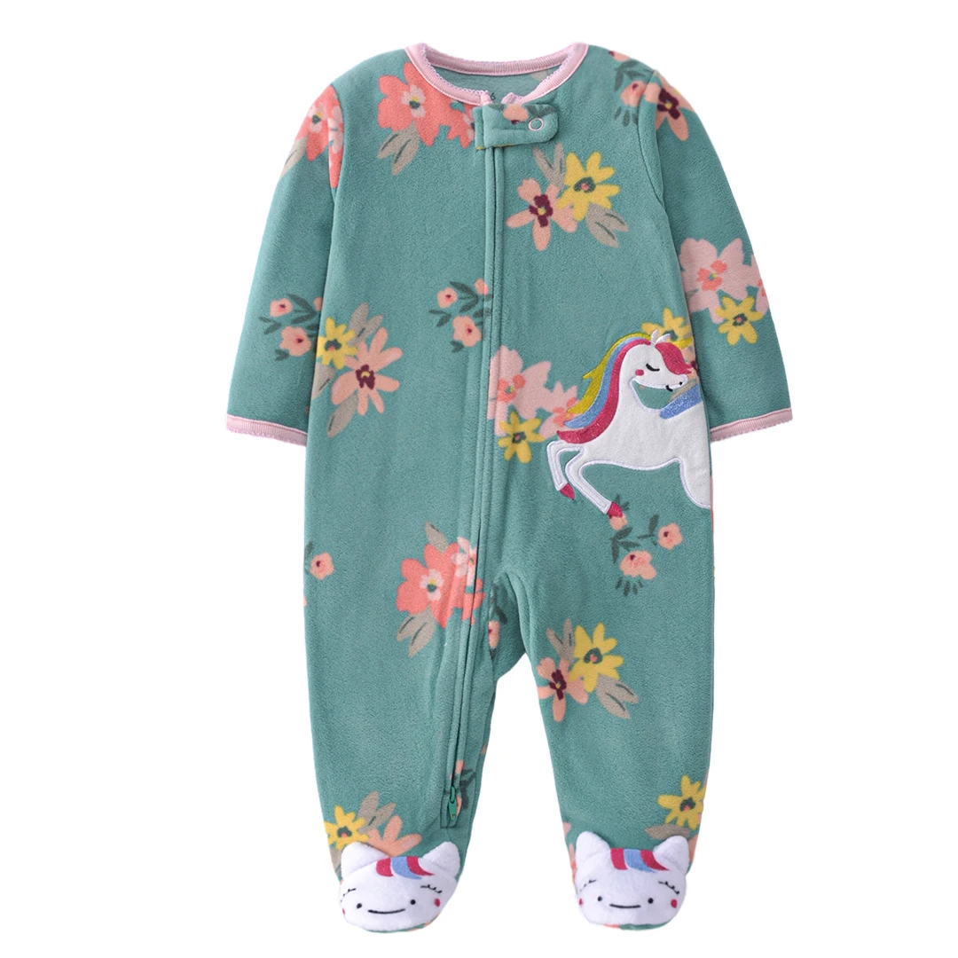 Neugeborene Baby Jungen Mädchen Strampler Kleidung Herbst Schlafanzüge Reißverschluss Fleece Säuglinge Baby Outfit Cartoon Jumpsuit Kleidung 3-12 Monate – Detail 9