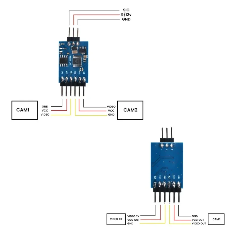 5.8G 3 Channel Video Switcher Module 3 way Video Switch Unit FPV Camera For RC FPV Multicopter Drones Camera