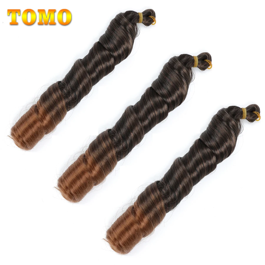 TOMO French Curly Braiding Hair 22 Inch Bouncy Wave Curly Crochet Hair Pre Stretched  Synthetic Braiding Hair Extensions Brown