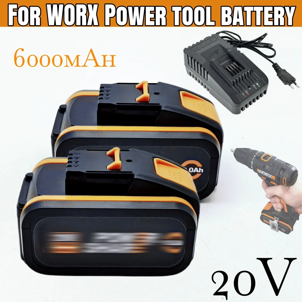 

Сменная литий-ионная аккумуляторная батарея 20 В 6,0 Ач для Worx WA3551 WA3553 WX176 WX550 WX386 WX373 WX290 WX800 WU268