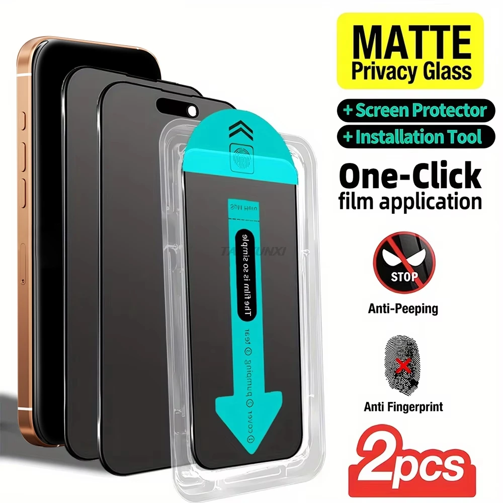 1-2 Stück Ölabweisender Staubfreier Einfach zu Installierender Matter Sichtschutz-Bildschirmschutz für iPhone 16 17 18 12 14 15 Pro Max 13 11 XS XR 16e Air