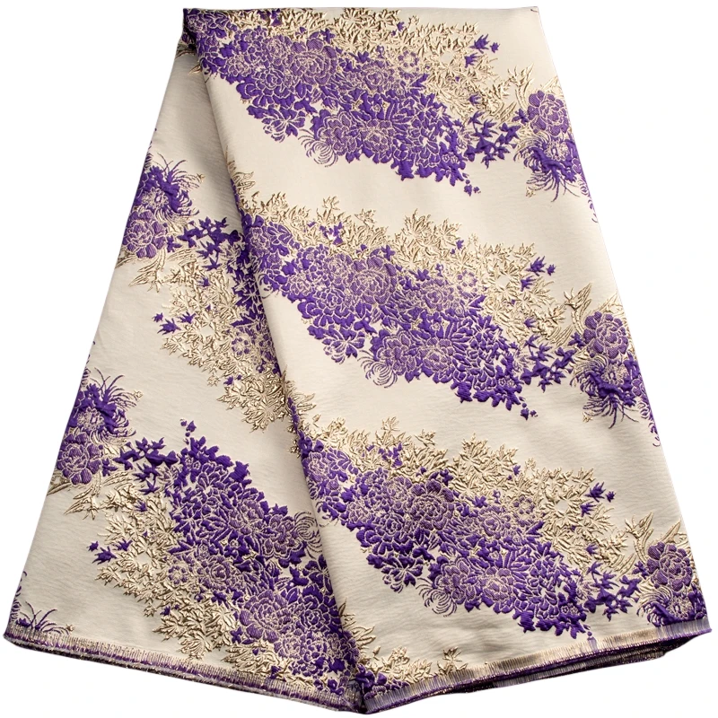 2024 Nigerian Brocade Jacquard Lace Fabric African 5Yards Fashion Embroidered Lace Fabrics For Women Sewing Prom Dresses F3482