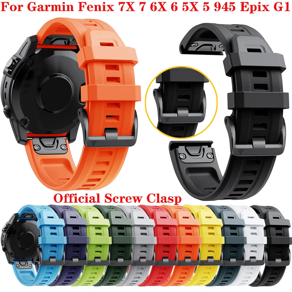 QuickFit 26mm 22mm Silicone Strap For Garmin Fenix 7X 7 Pro 6 6X 5X 5 935/Epix Pro Gen 2 51mm 47mm/Tactix Watch Band Accessories