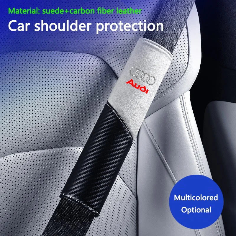 2pc Leather Car Seat Belt Shoulder Cover Safety Protective Pad For Audi A1 A2 A3 A4 A5 A6 A7 A8 Q2 Q3 Q4 Q5 Q7 Q8TT RS3 RS S3 S4