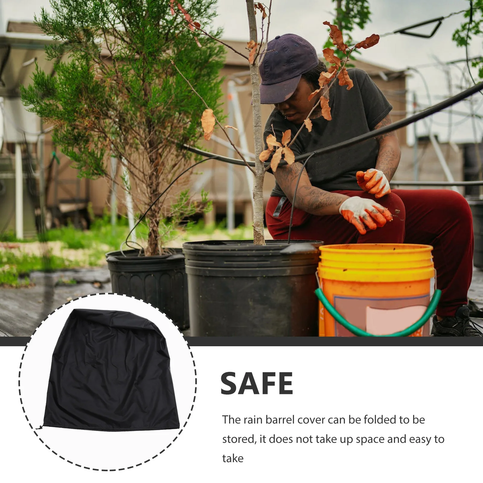

Waterproof Dustproof Barrel Cover Lightweight Foldable Storage Outdoor Water Bucket Protector Chemical Covers Garden Supplies