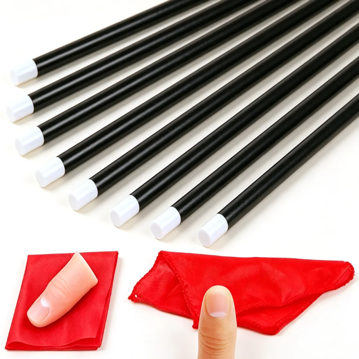 1Set 24.5cm Auto Rising Magic Wand & Thumb Tip Sets Stage Close Up Props for Party Street Shows ZSY