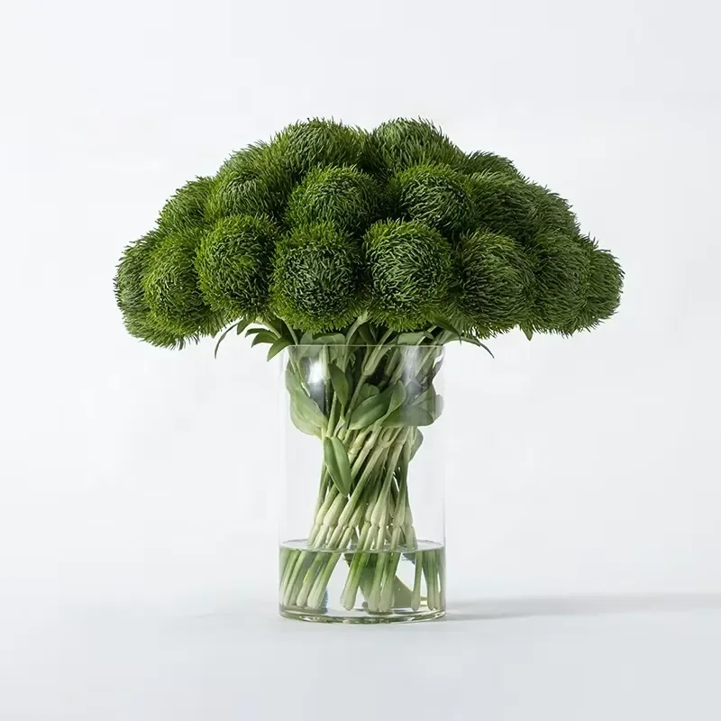 Artificial Green Bell Flowers Bulk Order with Glass Vase Set for Hotel Restaurant Floral Arrangement Decor Bulk Artificial