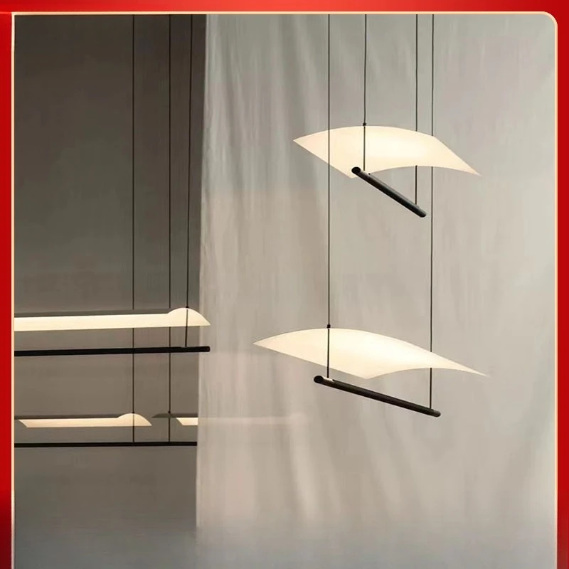 

Nordic simple long restaurant chandelier modern exhibition hall office creative home tea room zen tile type
