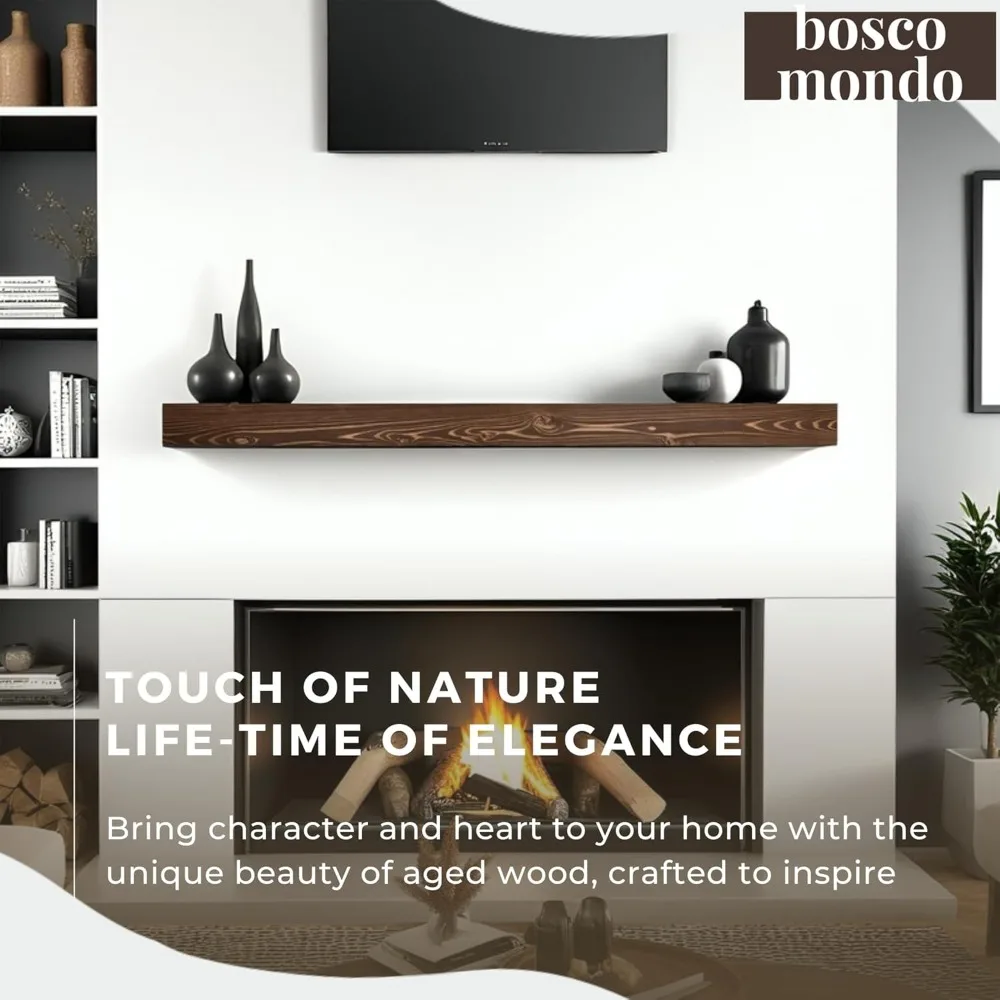 

Solid Wood Fireplace Mantel Shelf, Floating Mantle for Living Room, Farmhouse Rustic Wood Mantel, Easy Wall Mount