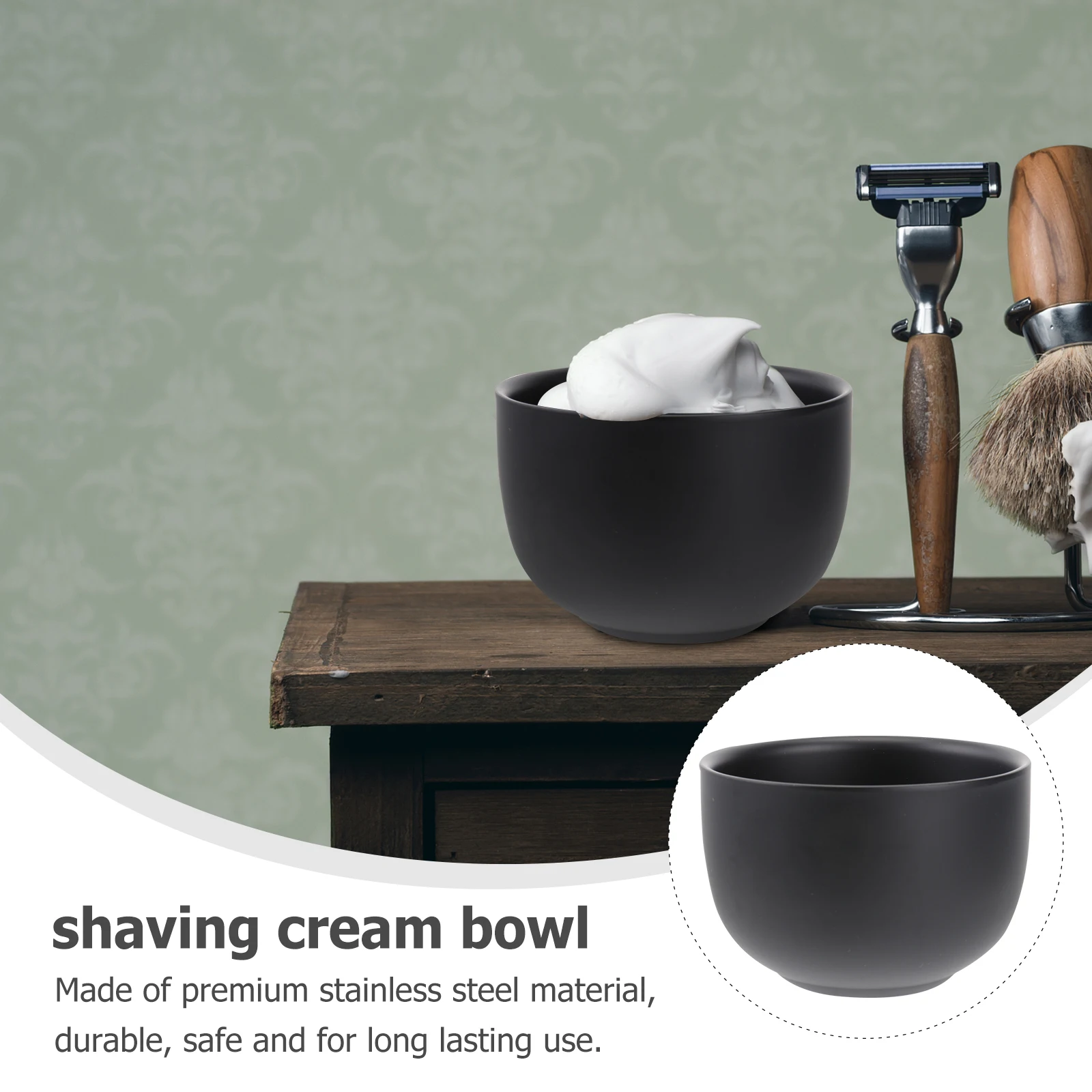 وعاء حلاقة رجالي فاخر بتصميم طبقة مزدوجة من الفولاذ المقاوم للصدأ، حاوية صابون كريمي خفيفة الوزن للتخزين ودية
