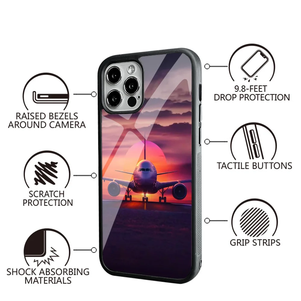 Travel Aircraft Airport Take Off Phone Case For IPhone 16 16pro 16plus 16promax Pro Plus Max Mirror Acrylic PC TPU Cover