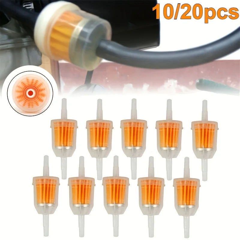 10/20pcs Big Fuel Filter for Motorcycles, ATVs & Small Engines, Durable Plastic Shell, Dense Pleated Paper