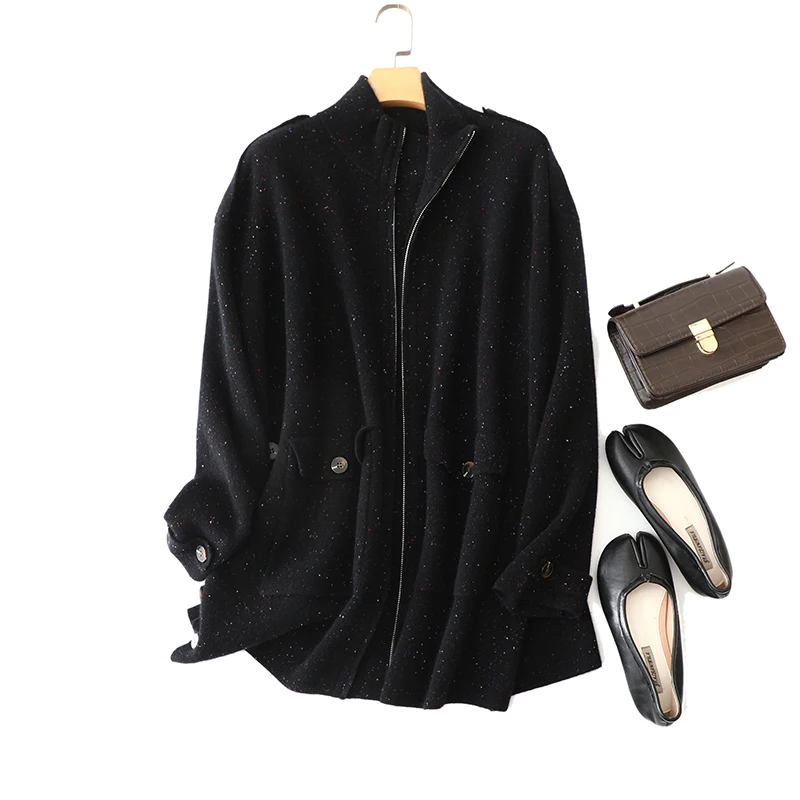 

masigoch moscow winter new double layer luxury knits 100% cashmere zipper cardigan coat