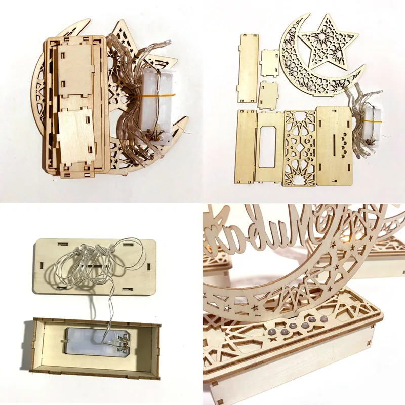 EID Mubarak Wooden Pendant Ramadan Decoration For Home Islamic Muslim Party Decor EID Gifts Abaya AL Adha Kareem