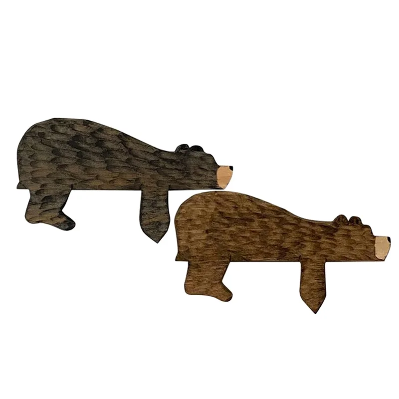 Toppers de cadre de porte d'ours brun d'animaux drôles, décorations en bois, ornement de dessus de porte, nouveau