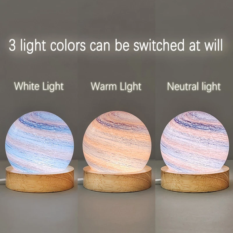 Planet spherical glass night light USB power supply, starry fantasy romantic LED table lamp can be dimmed children's room holida