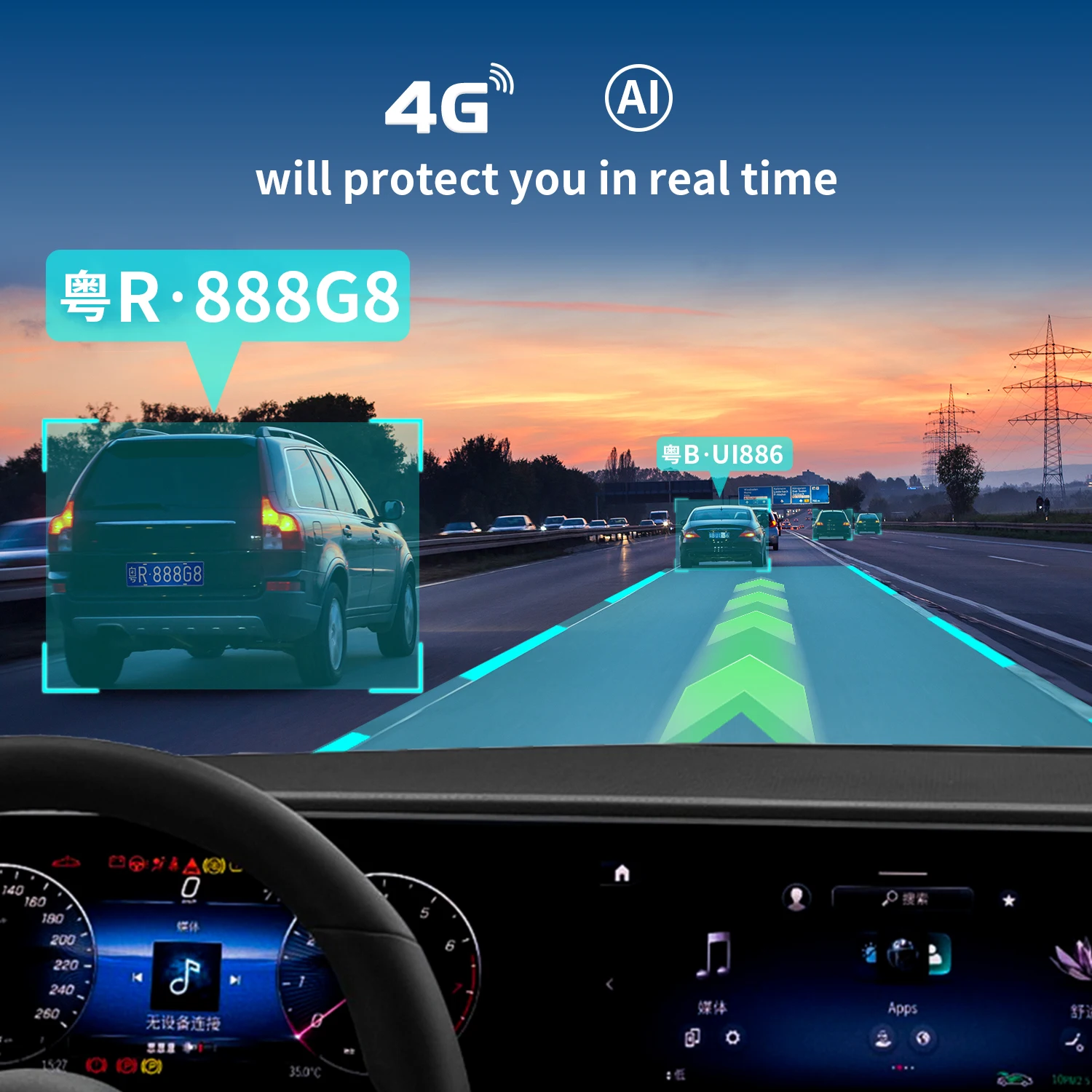 Auto Sight Dual Lens 4K Dashcam Car Camera HDR Starvis 2 Car Recorder App Control Car Black Box 4G Remote Monitoring Dash Cam