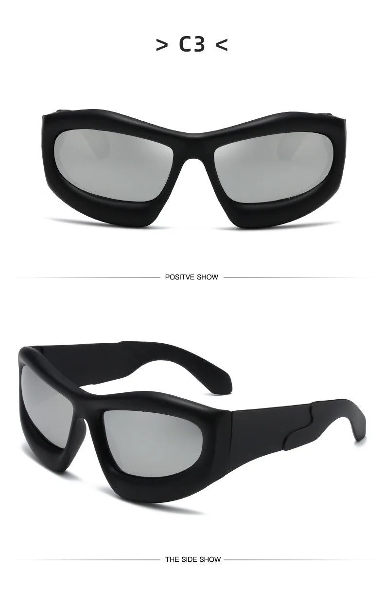 Neue Mode Blau Spiegel Y2k Sonnenbrille Für Frauen Vintage Übergroßen Cat Eye Sonnenbrille Männer Hip Hop Punk Brillen Weibliche Shades – Detail 5