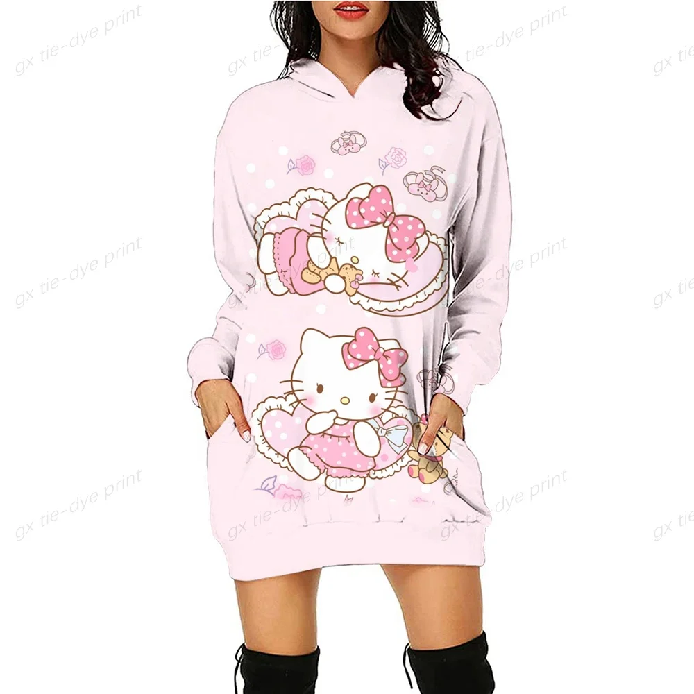 Hello Kitty Women Anime Sweatshirt Fall Fashion Women Sweatshirts 3D Printed Autumn Harajuku Women\'s Sweatshirts Dress