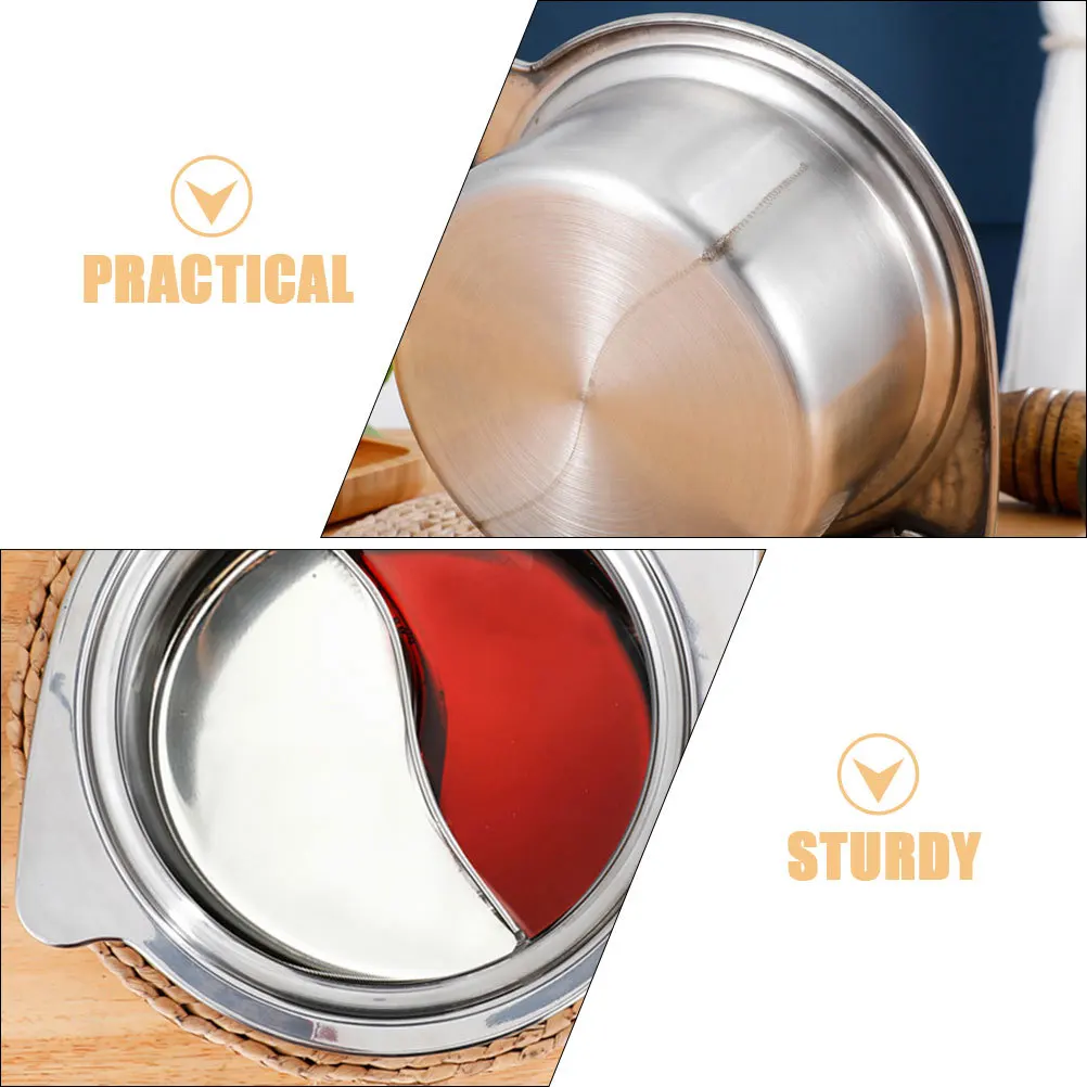 

Divided Hot Pot Two-Flavor Hotpot Pot Stainless Steel Thick Construction Even Heat Distribution Ideal for Family Small