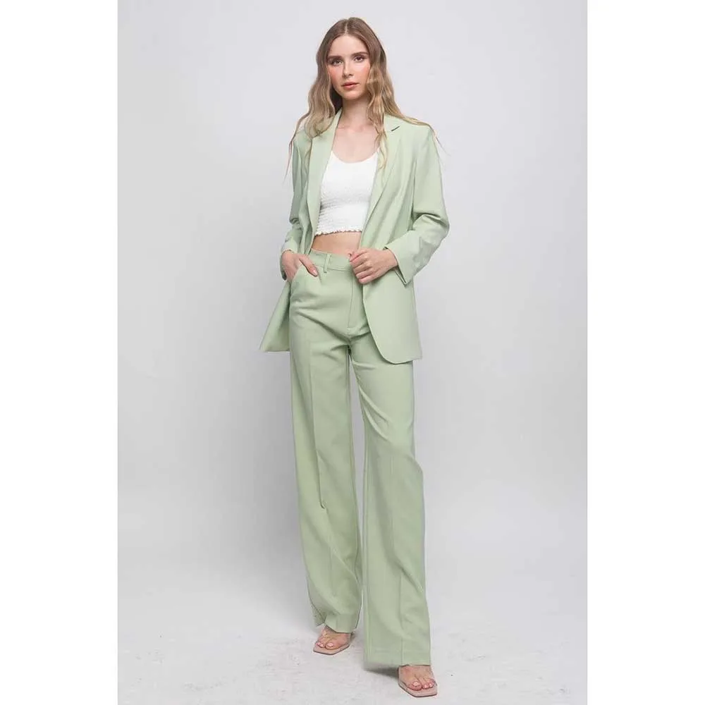 Elegant Green Suits for Women Notch Lapel 2 Piece Jacket Pants Female Clothing Slim Fit Smart Chic Office Lady's Blazers Sets