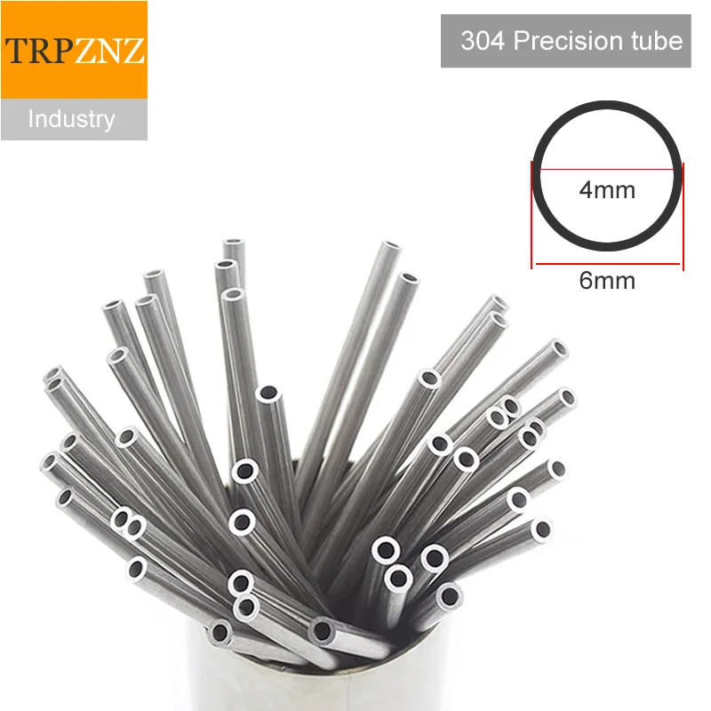 Tube de précision en acier inoxydable non soudé, poli à l'intérieur et à l'extérieur, 6mm, mur intérieur 4mm, tolérance de 1mm, 304mm, Hong6x1 mm, 0.05