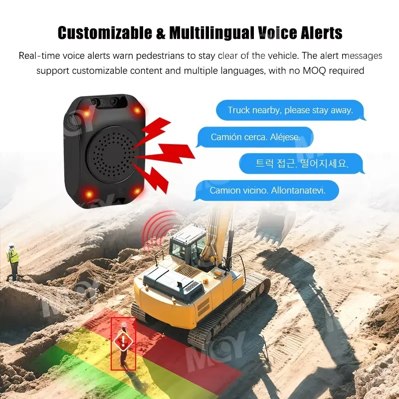 Hot Sale MCY AI Blind Spot Safety Camera Pedestrian Detection Reversing Assistant for Construction Equipment Excavator