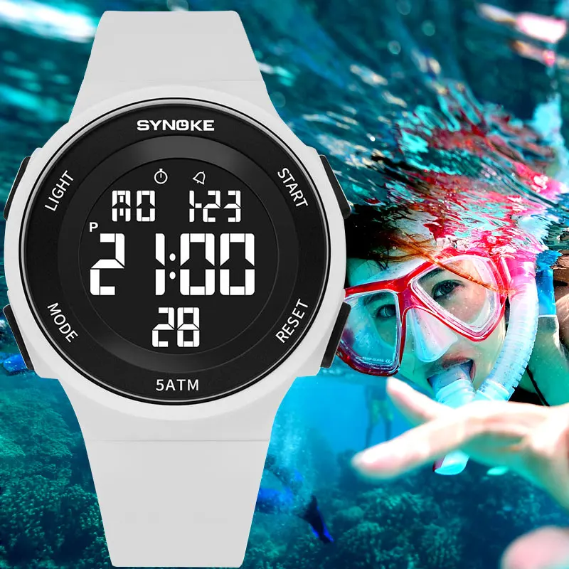 Silicone Ladies Watch Women\'s Outdoor Sports Watch Electronic Watches LED Digital 50m Waterproof Clock Men Relogio Feminino 2022