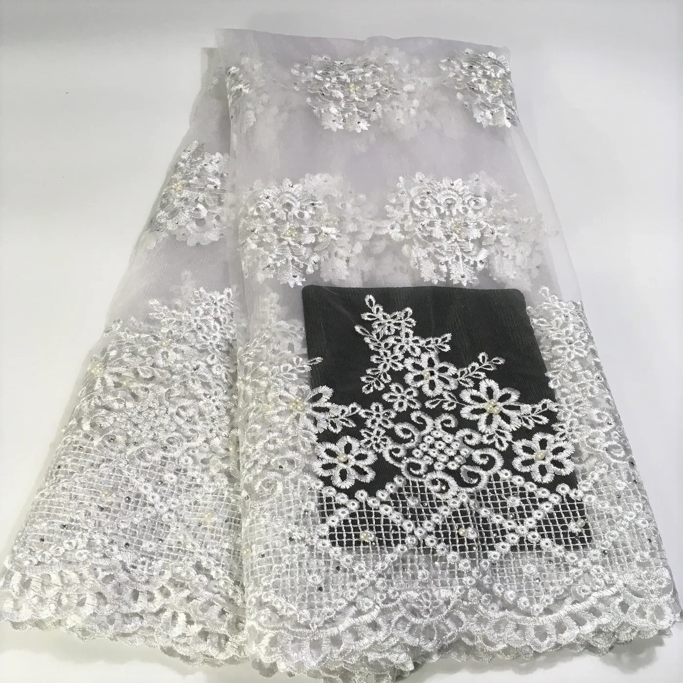 Latest Gold French Tulle Lace Fabric 2023 High Quality African Voile Lace Fabric With Stones Beaded Nigerian Lace Fabric LPP03