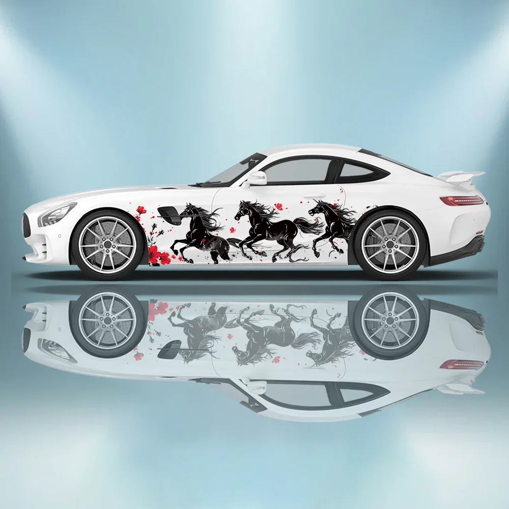 

Black Horse Galloping Car Vinyl Wraps Decal Self-adhesive PVC Sticker Suitable for Trucks SUV Decoration Auto Accessories Gift