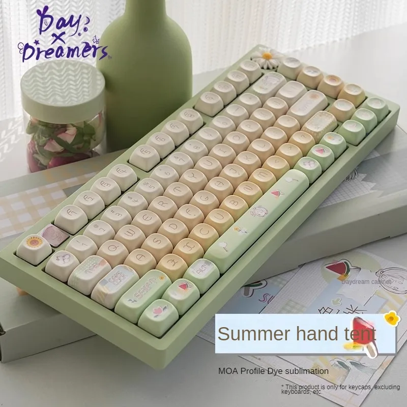 

Summer Color Tent Keycap Set MOA Profile 140 Keys PBT Dye Sublimation Cute Mechanical Keyboard Fit 61%-108% Hi75/Rainy75 Keycaps