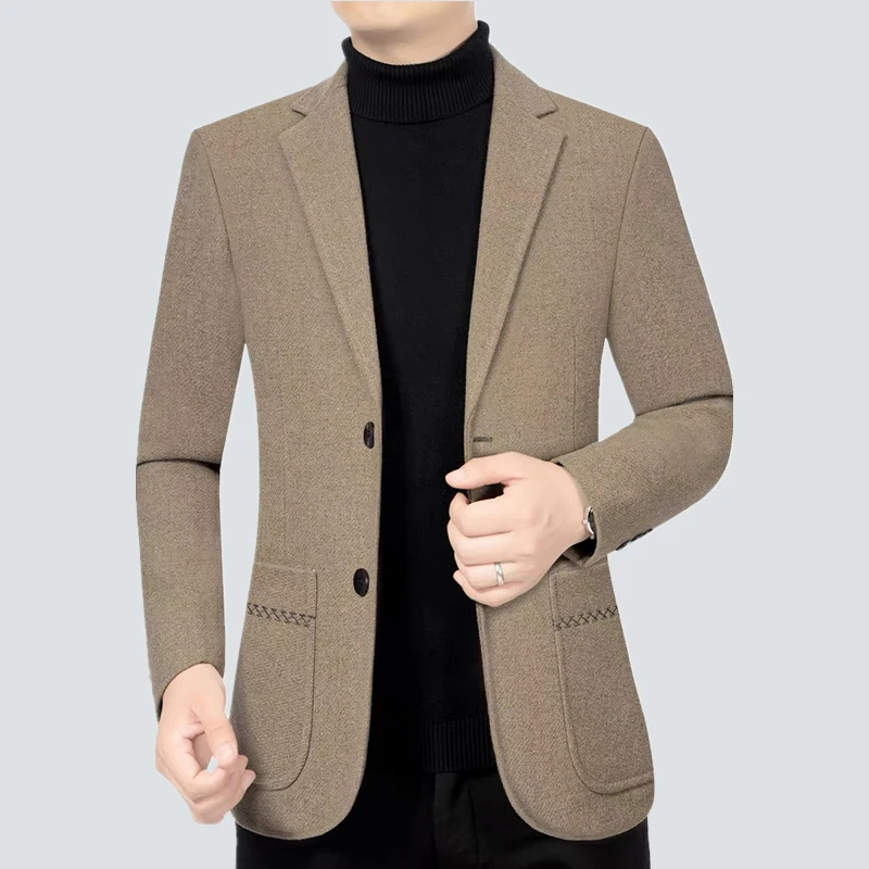 

High-quality New Autumn and Winter Wool Suit Jacket Male Middle-aged Is Decorating A Leisure Suit Top High-end Dad Suit Blazers