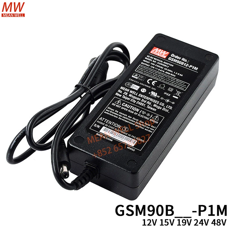 MEAN WELL Power Supply Original 90W AC-DC Reliable Green Medical Adaptor GSM90B12-P1M GSM90B15-P1M GSM90B19-P1M GSM90B24-P1M