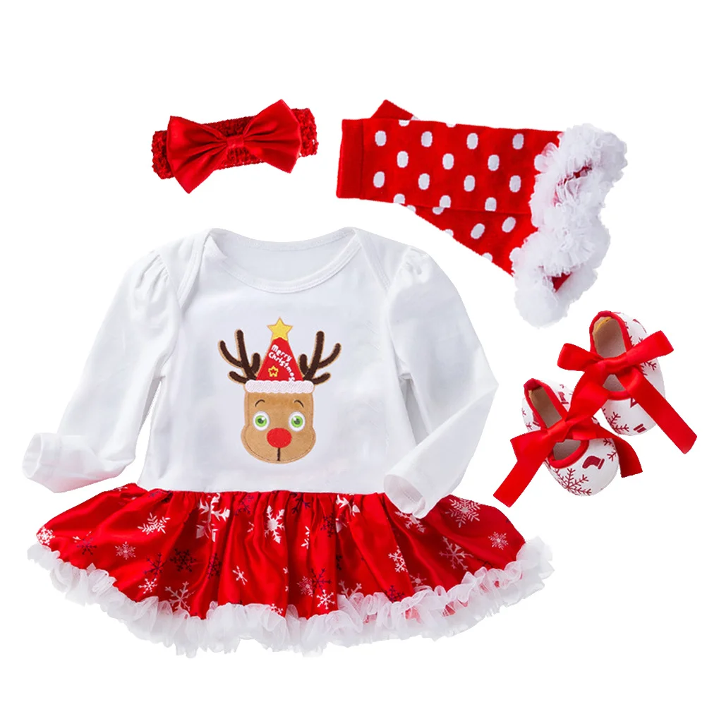 

Toddler Baby Bodysuit Christmas Deer Dress Newborn Suit Size S 0-3 Months Red Reindeer Bodysuit Set Xmas Birthday Party Daily