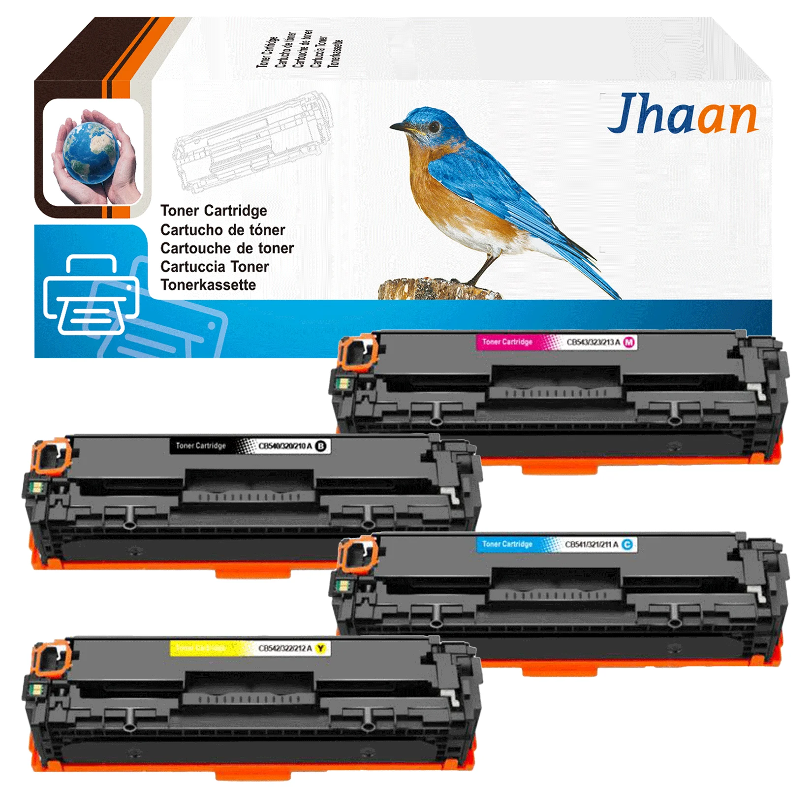 Jhaan 125A Tonerkartuschen kompatibel mit HP125A CB540A CB541A CB542A CB543A für HP Color Laserjet CM1312 CP1215 CP1514 CP1515 – Detail 1